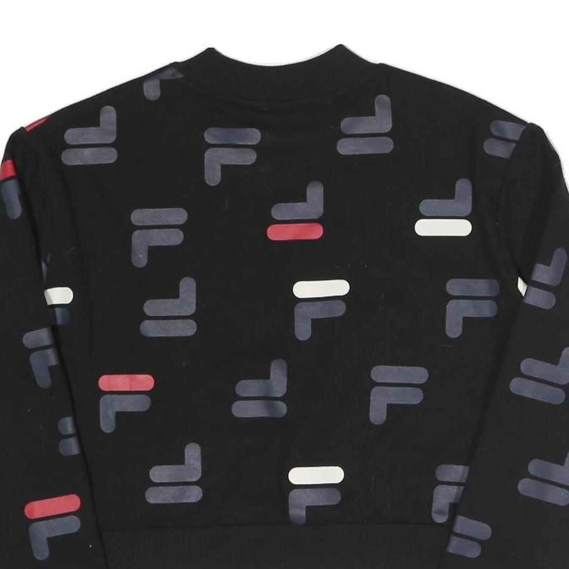 FILA Womens Black All Over Print Crew Neck S Sweatshirt Cotton Blend