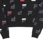 FILA Womens Black All Over Print Crew Neck S Sweatshirt Cotton Blend