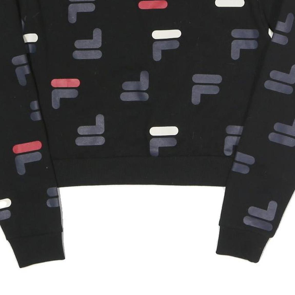 FILA Womens Black All Over Print Crew Neck S Sweatshirt Cotton Blend