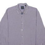 BOSS HUGO BOSS Mens Blue & White Checked Shirt M Classic Cotton Long Sleeve