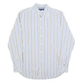 TOMMY HILFIGER Mens White & Blue Stripe Shirt S Classic Cotton Blend Long Sleeve