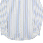 TOMMY HILFIGER Mens White & Blue Stripe Shirt S Classic Cotton Blend Long Sleeve