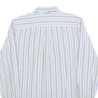 TOMMY HILFIGER Mens White & Blue Stripe Shirt S Classic Cotton Blend Long Sleeve