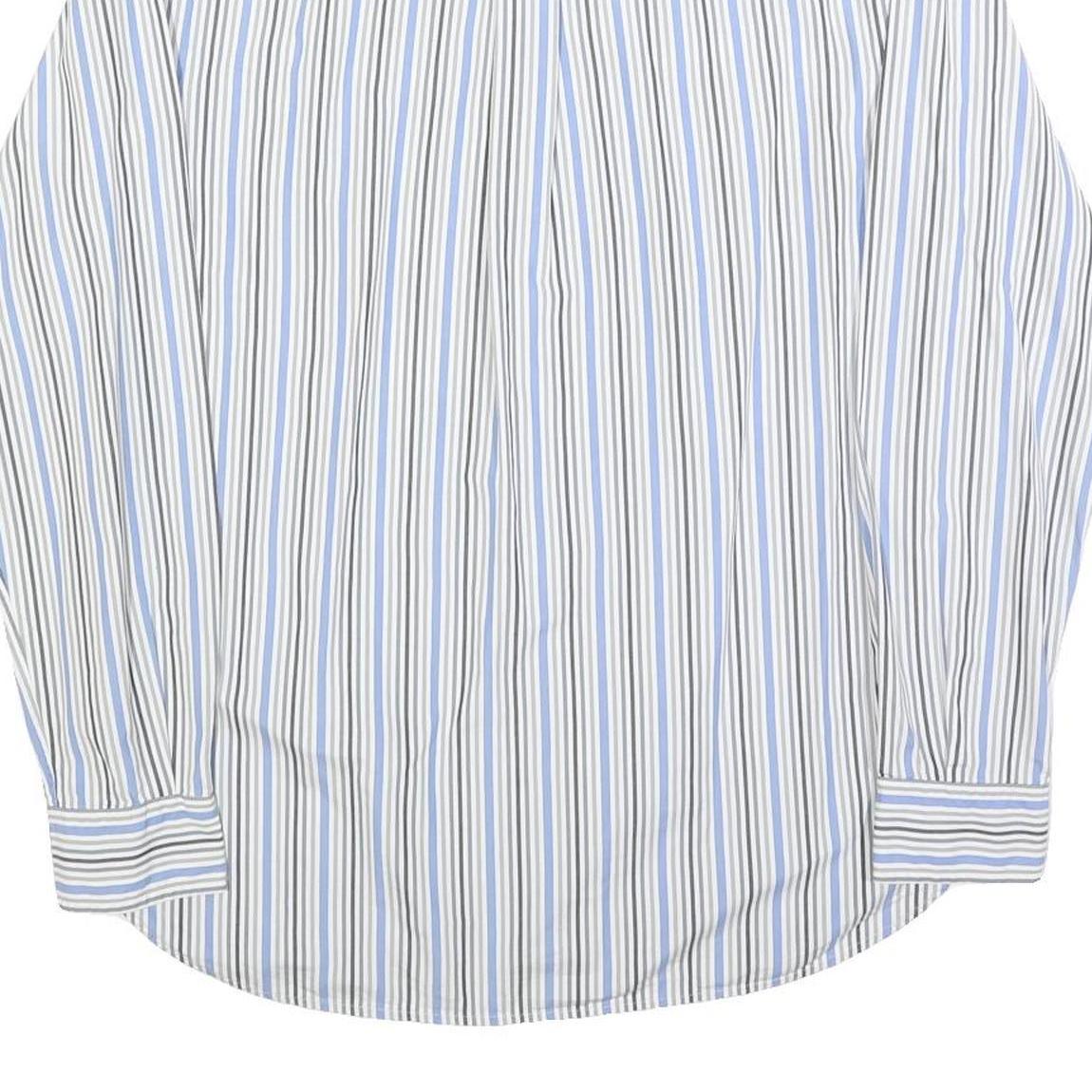 TOMMY HILFIGER Mens White & Blue Stripe Shirt S Classic Cotton Blend Long Sleeve