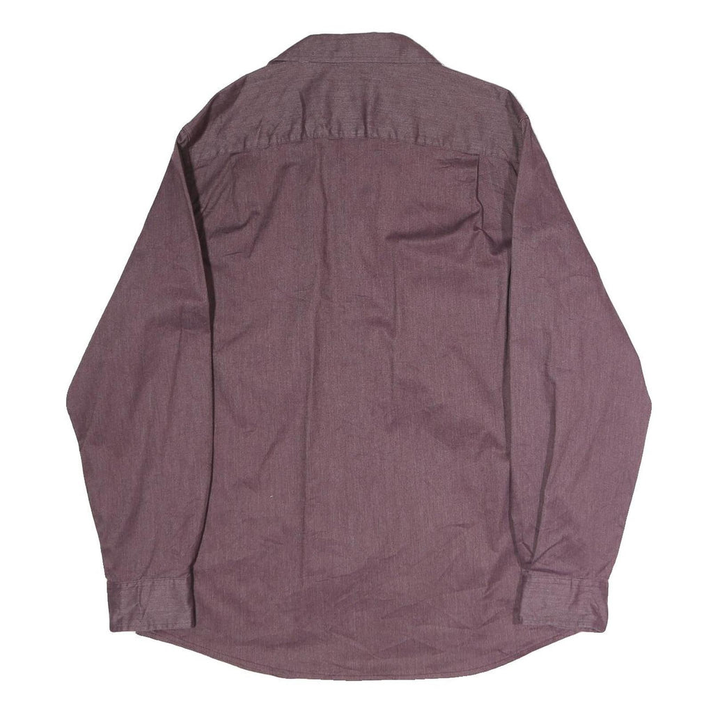 WRANGLER Mens Maroon Plain Shirt L Cotton Button Pockets Long Sleeve Casual