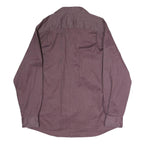 WRANGLER Mens Maroon Plain Shirt L Cotton Button Pockets Long Sleeve Casual