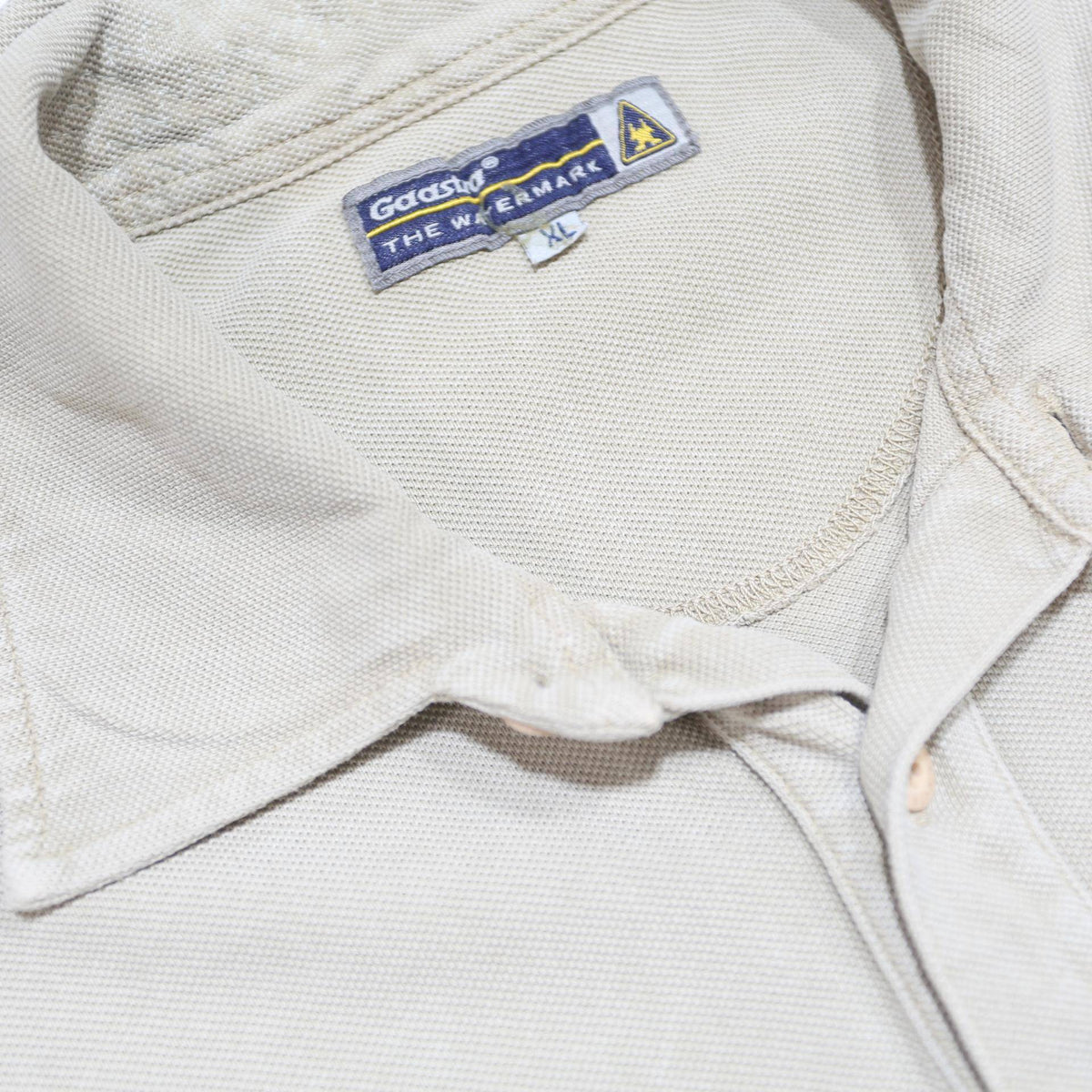 GAASTRA Mens Beige Long Sleeve Plain XL Cotton Polo Shirt Casual Nautical Style