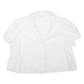 Womens Puff Sleeve Top White V-Neck XL