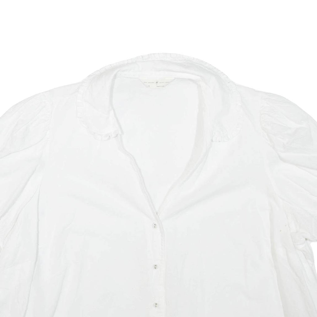 Womens Puff Sleeve Top White V-Neck XL