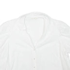 Womens Puff Sleeve Top White V-Neck XL