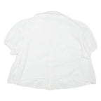 Womens Puff Sleeve Top White V-Neck XL