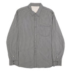 CALVIN KLEIN JEANS Mens Grey & White Striped Shirt XL Button Cotton Casual