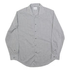 CALVIN KLEIN Mens Grey Check Shirt L Cotton Blend Button Long Sleeve Classic Fit