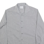 CALVIN KLEIN Mens Grey Check Shirt L Cotton Blend Button Long Sleeve Classic Fit