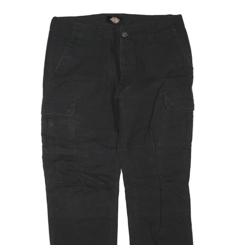 DICKIES Mens Cotton Blend Black Regular Straight Trousers W36 L32 Zip Cargo