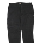 DICKIES Mens Cotton Blend Black Regular Straight Trousers W36 L32 Zip Cargo