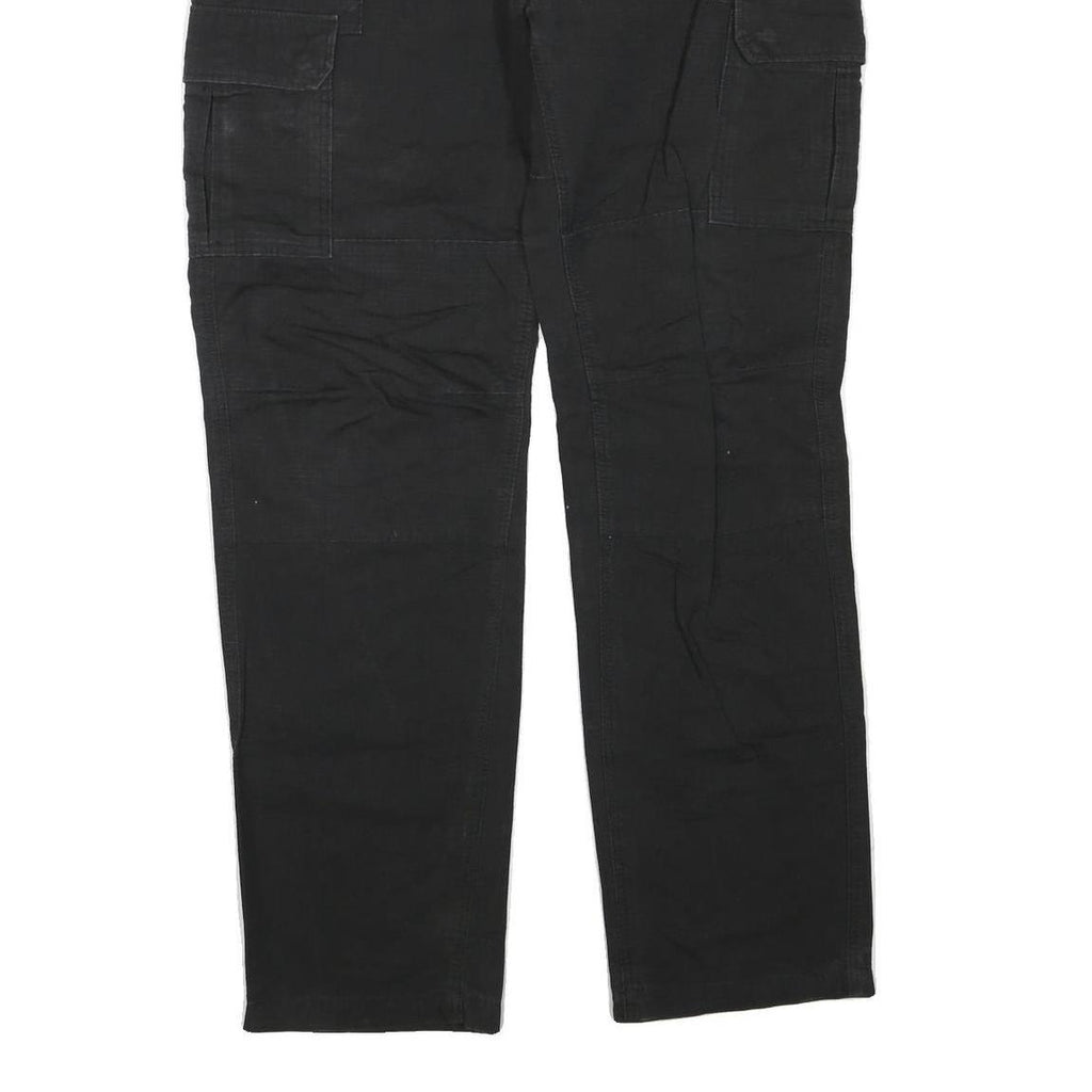 DICKIES Mens Cotton Blend Black Regular Straight Trousers W36 L32 Zip Cargo