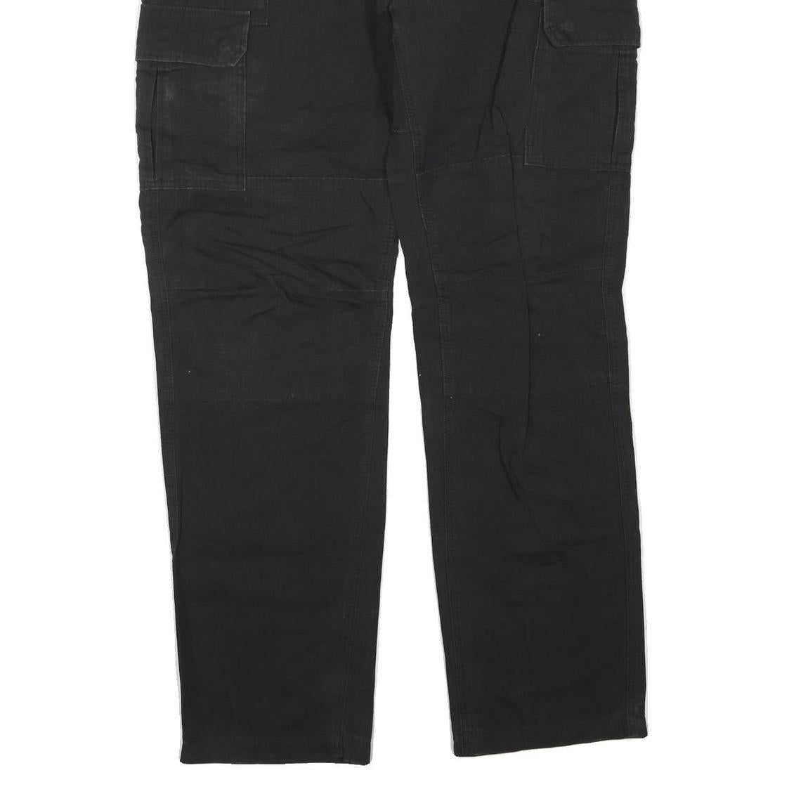 DICKIES Mens Cotton Blend Black Regular Straight Trousers W36 L32 Zip Cargo