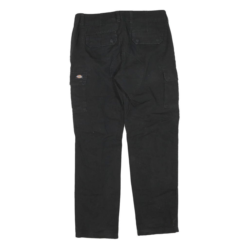 DICKIES Mens Cotton Blend Black Regular Straight Trousers W36 L32 Zip Cargo
