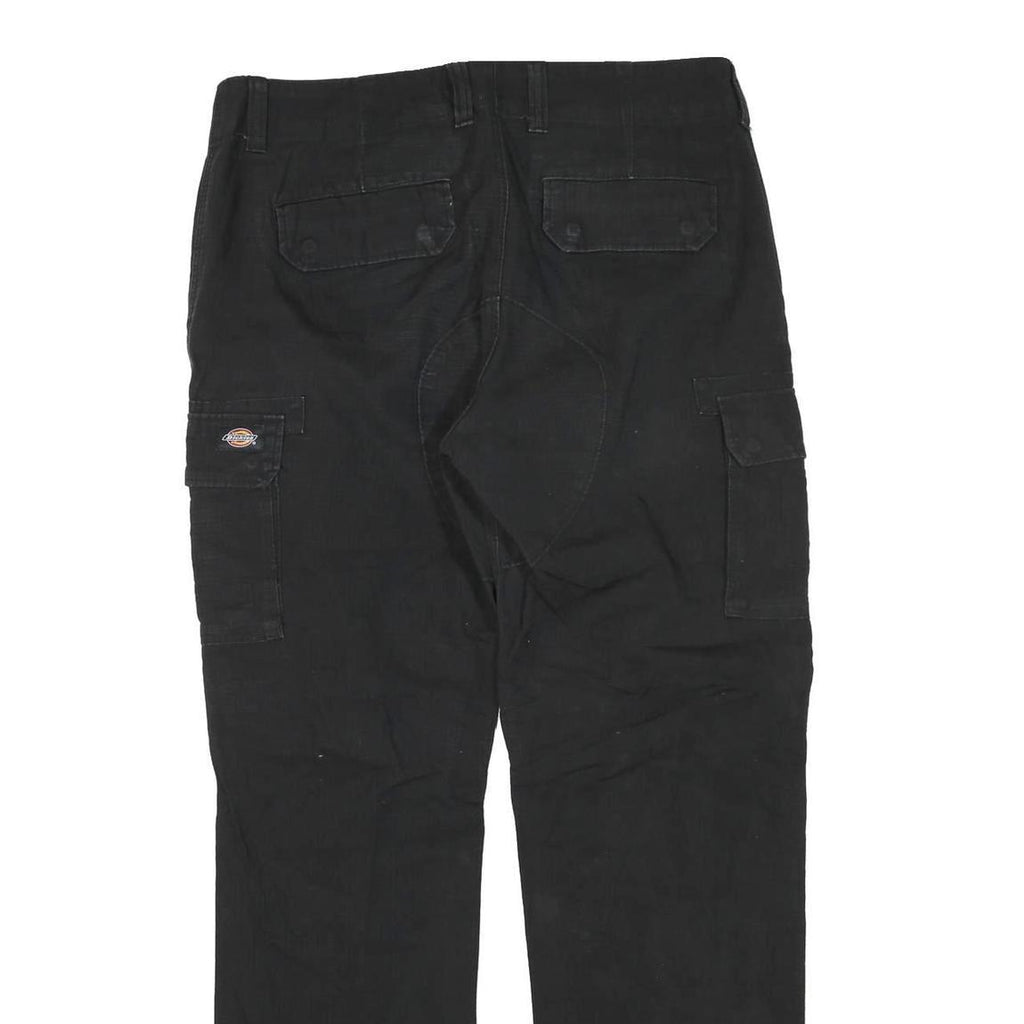 DICKIES Mens Cotton Blend Black Regular Straight Trousers W36 L32 Zip Cargo