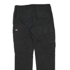 DICKIES Mens Cotton Blend Black Regular Straight Trousers W36 L32 Zip Cargo