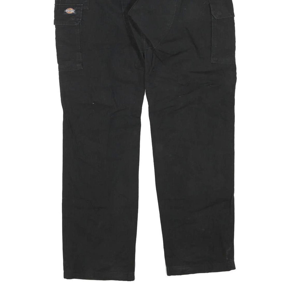 DICKIES Mens Cotton Blend Black Regular Straight Trousers W36 L32 Zip Cargo
