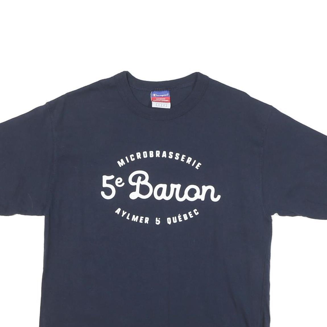 CHAMPION Mens Navy Blue 5e Baron Graphic T-Shirt S Short Sleeve Crew Neck Cotton