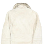 ESPRIT Womens White Suede Jacket S Faux Fur Collar Cuffs Zip Closure Casual