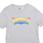 LEVI'S Mens Grey Rainbow Print Graphic T-Shirt S Short Sleeve Crew Neck Cotton