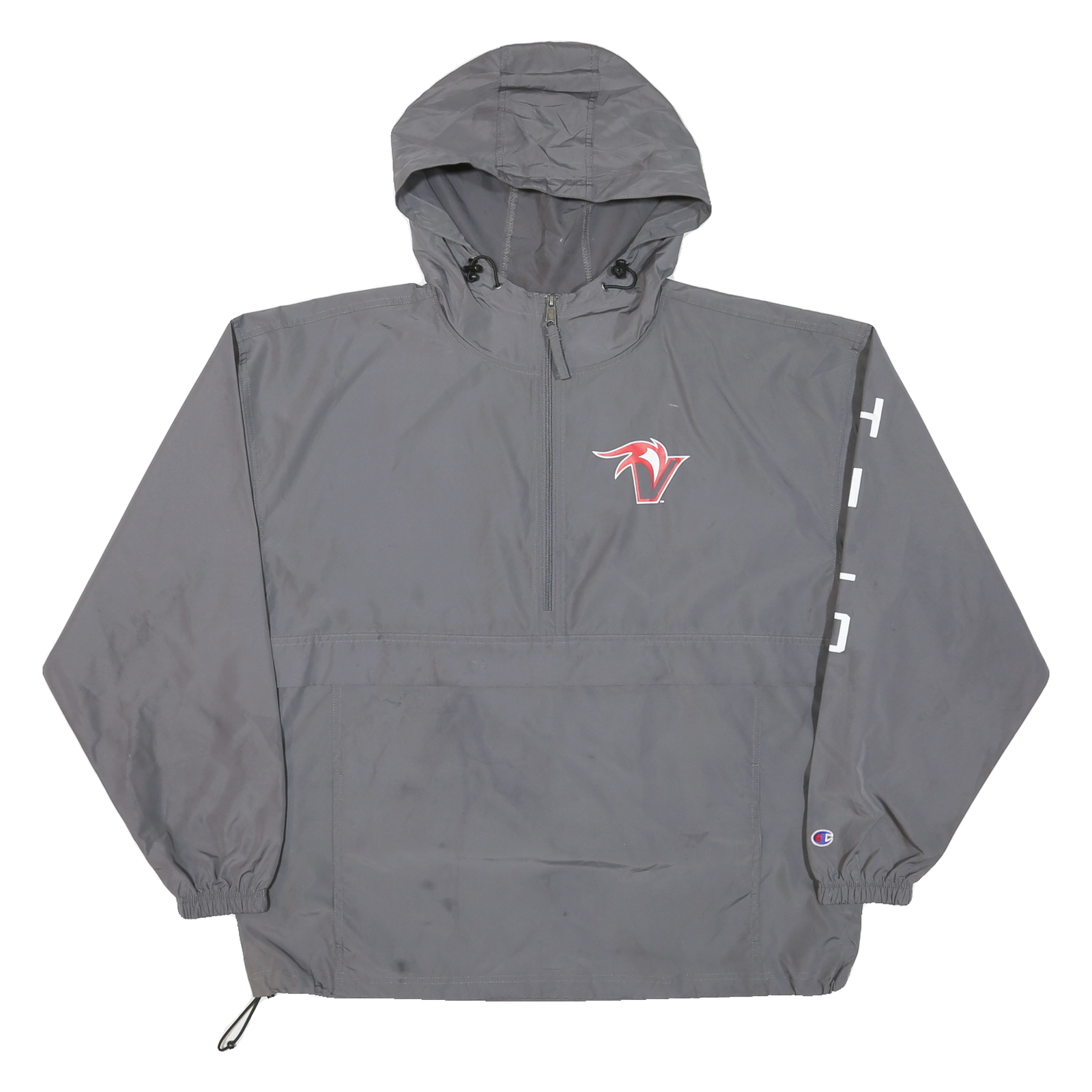 CHAMPION Mens Grey Zip Track Jacket XL Polyester Blend Hooded Casual Sportswear