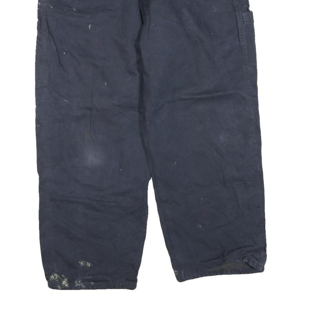 CARHARTT Mens Regular Navy Blue Cotton Blend Work Trousers W34 L26 Zip Pocketed