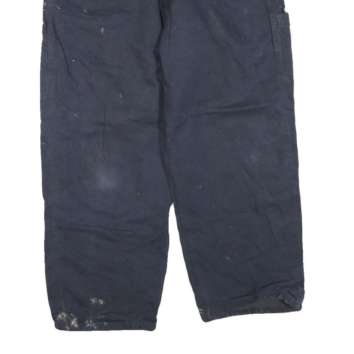 CARHARTT Mens Regular Navy Blue Cotton Blend Work Trousers W34 L26 Zip Pocketed