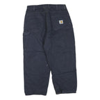 CARHARTT Mens Regular Navy Blue Cotton Blend Work Trousers W34 L26 Zip Pocketed