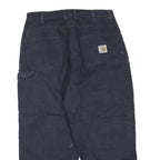 CARHARTT Mens Regular Navy Blue Cotton Blend Work Trousers W34 L26 Zip Pocketed