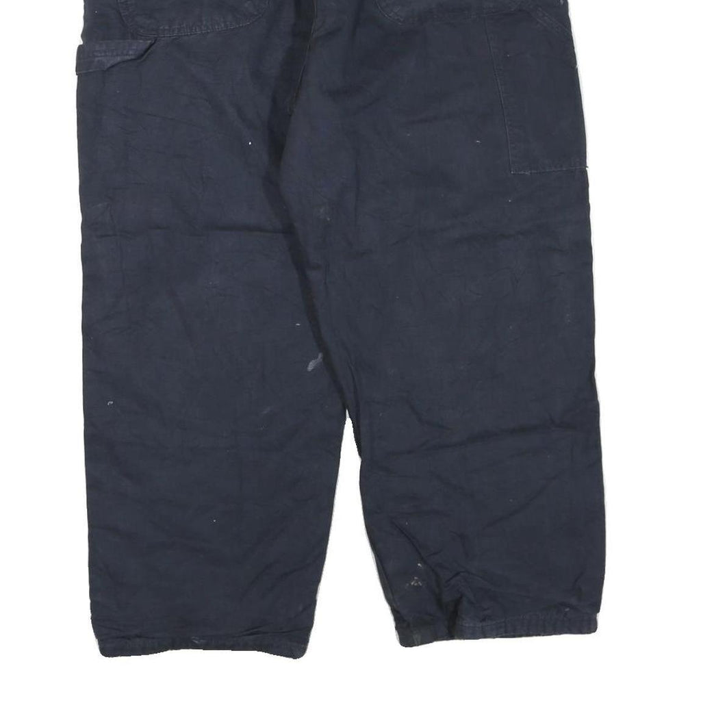 CARHARTT Mens Regular Navy Blue Cotton Blend Work Trousers W34 L26 Zip Pocketed