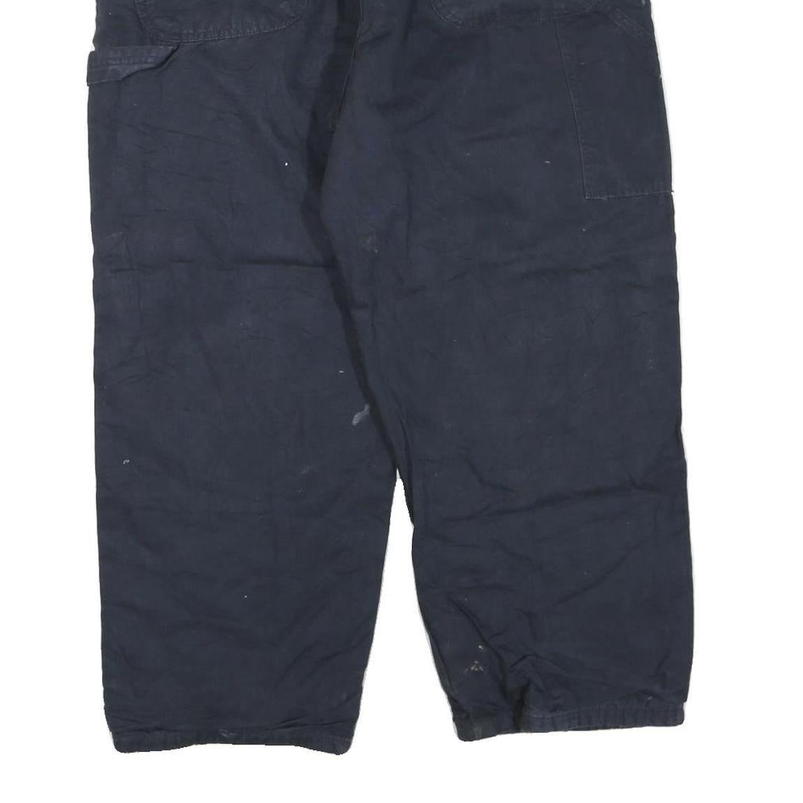 CARHARTT Mens Regular Navy Blue Cotton Blend Work Trousers W34 L26 Zip Pocketed