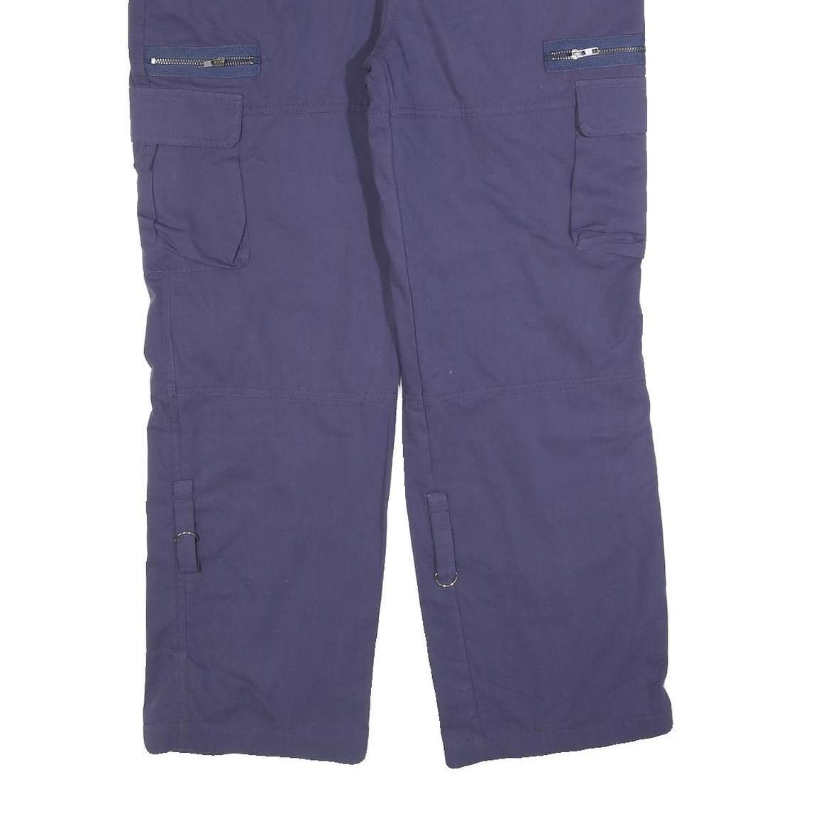 Mens Relaxed Fit Navy Blue Cotton Blend Cargo Trousers W34 L30 Casual Utility