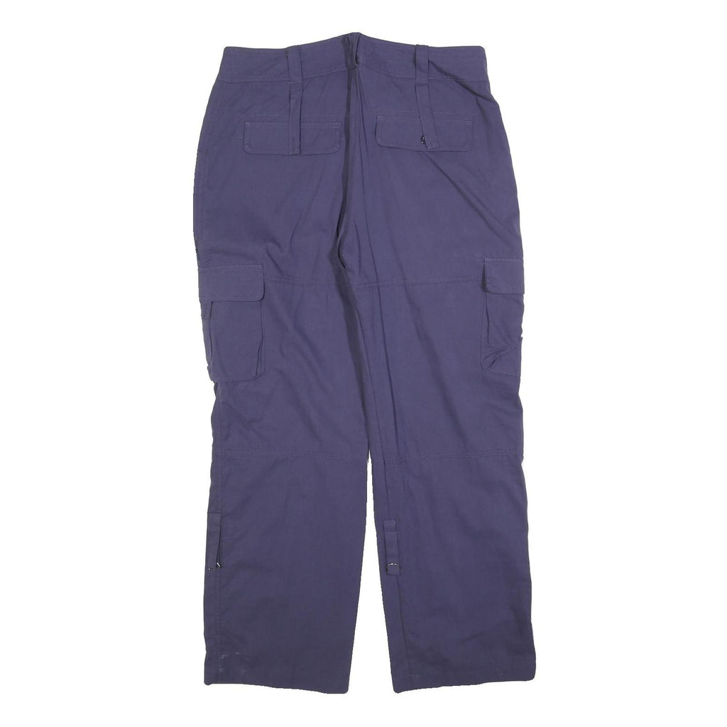 Mens Relaxed Fit Navy Blue Cotton Blend Cargo Trousers W34 L30 Casual Utility