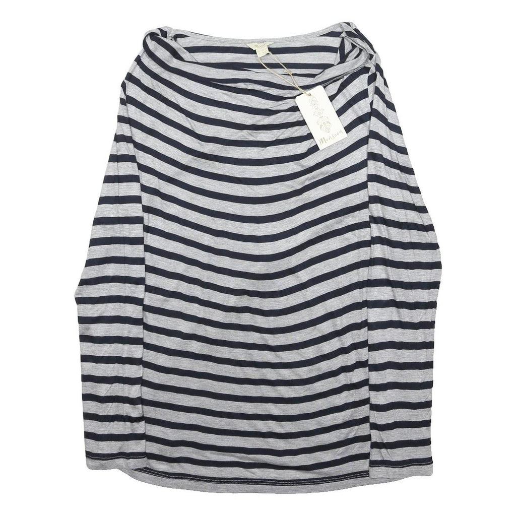 MONSOON Womens Grey & Black Striped Patterned Cotton Blend Jumper Crew Neck UK