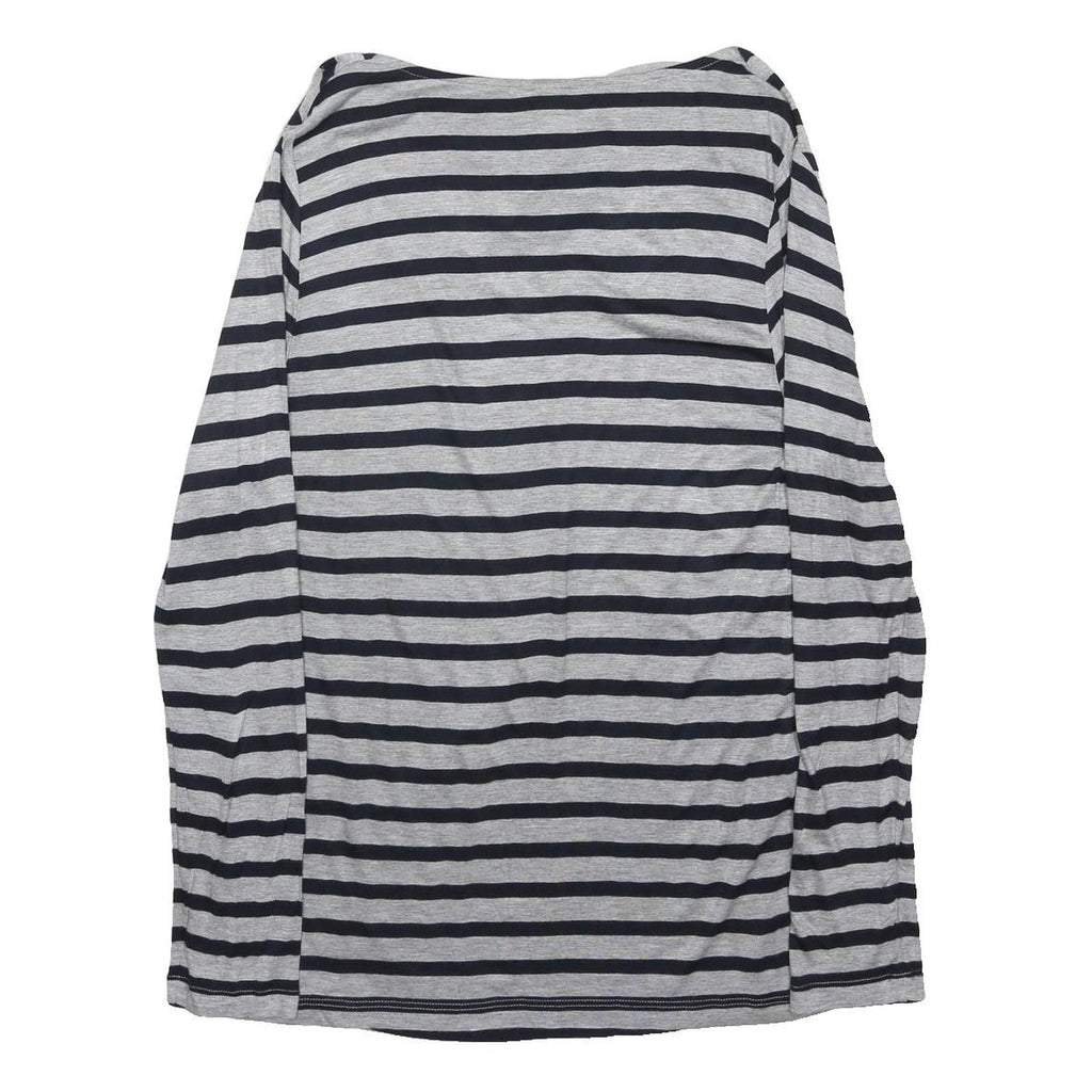 MONSOON Womens Grey & Black Striped Patterned Cotton Blend Jumper Crew Neck UK