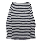 MONSOON Womens Grey & Black Striped Patterned Cotton Blend Jumper Crew Neck UK