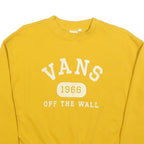 VANS Womens Yellow Crew Neck XS Sweatshirt Cotton Blend Logo Graphic Pullover