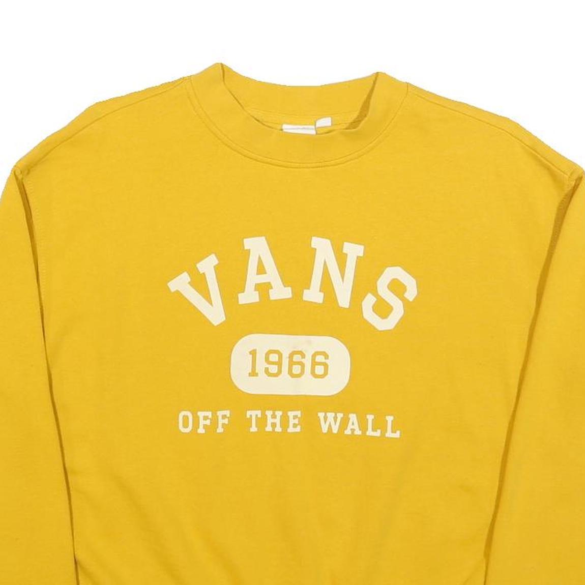 VANS Womens Yellow Crew Neck XS Sweatshirt Cotton Blend Logo Graphic Pullover