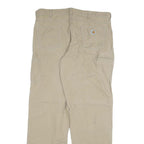 CARHARTT Mens Cotton Blend Beige Relaxed Straight Trousers W40 L36 Workwear Zip