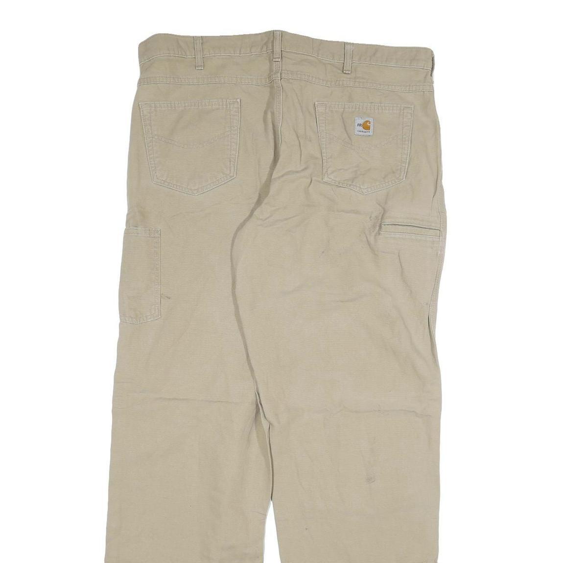 CARHARTT Mens Cotton Blend Beige Relaxed Straight Trousers W40 L36 Workwear Zip