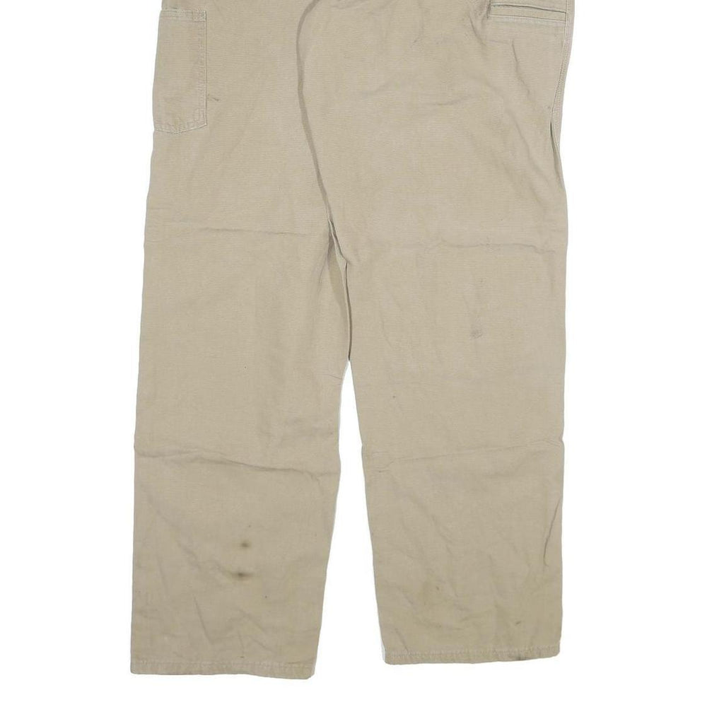 CARHARTT Mens Cotton Blend Beige Relaxed Straight Trousers W40 L36 Workwear Zip