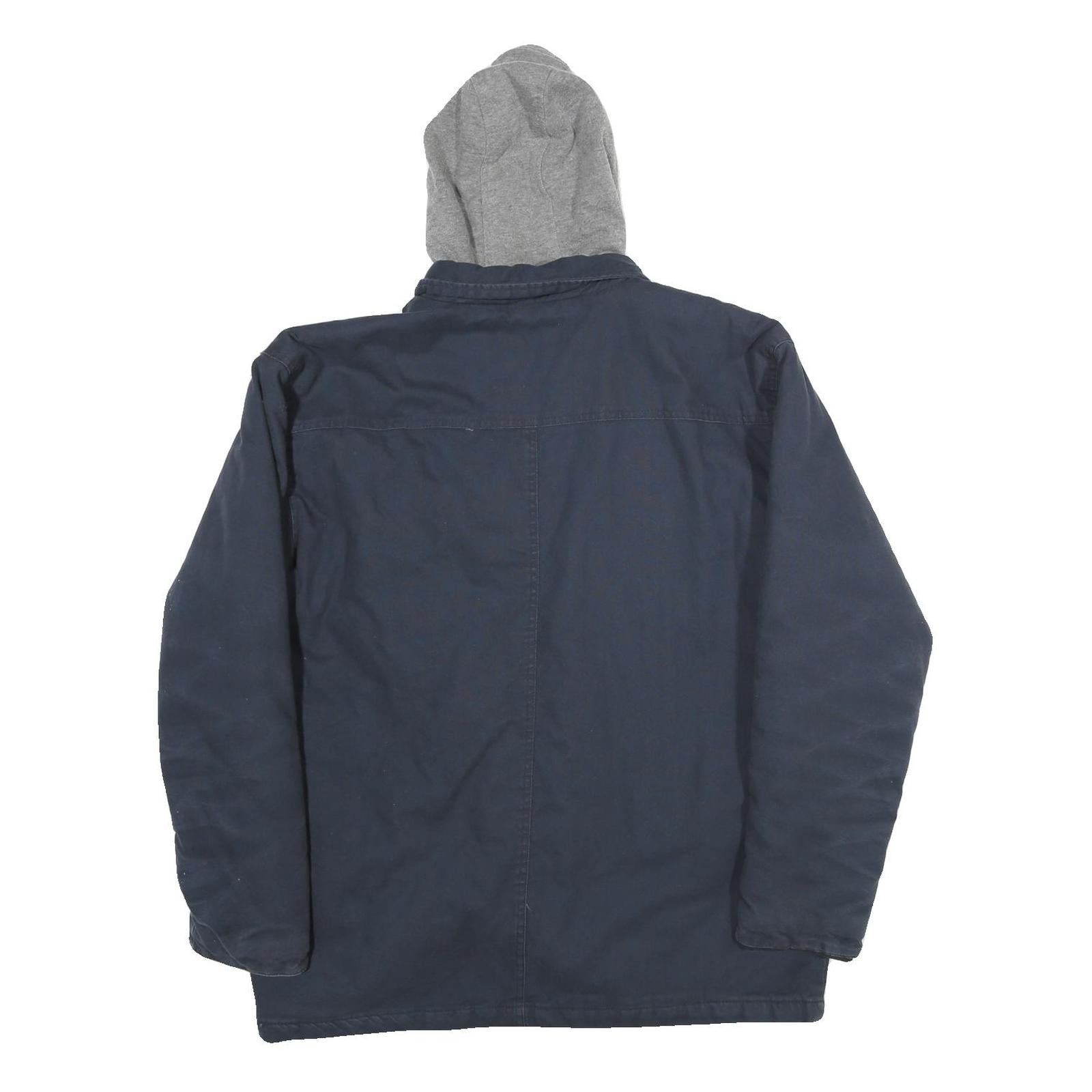 WRANGLER Mens Navy Blue Cotton Hooded Jacket M Zip Casual Workwear Pocket