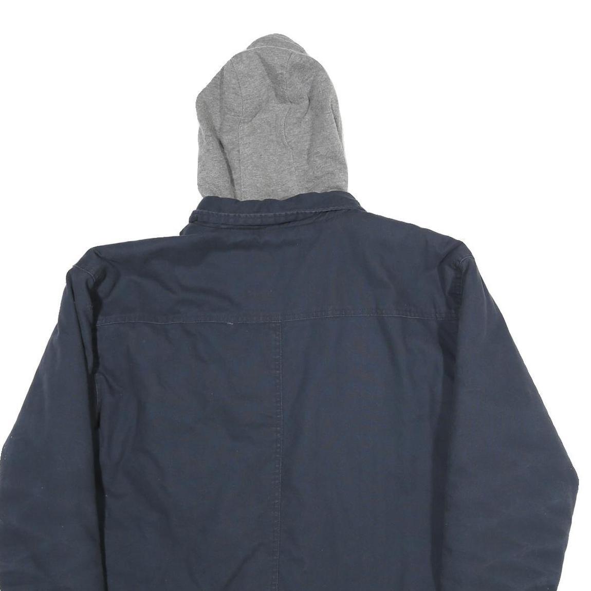 WRANGLER Mens Navy Blue Cotton Hooded Jacket M Zip Casual Workwear Pocket