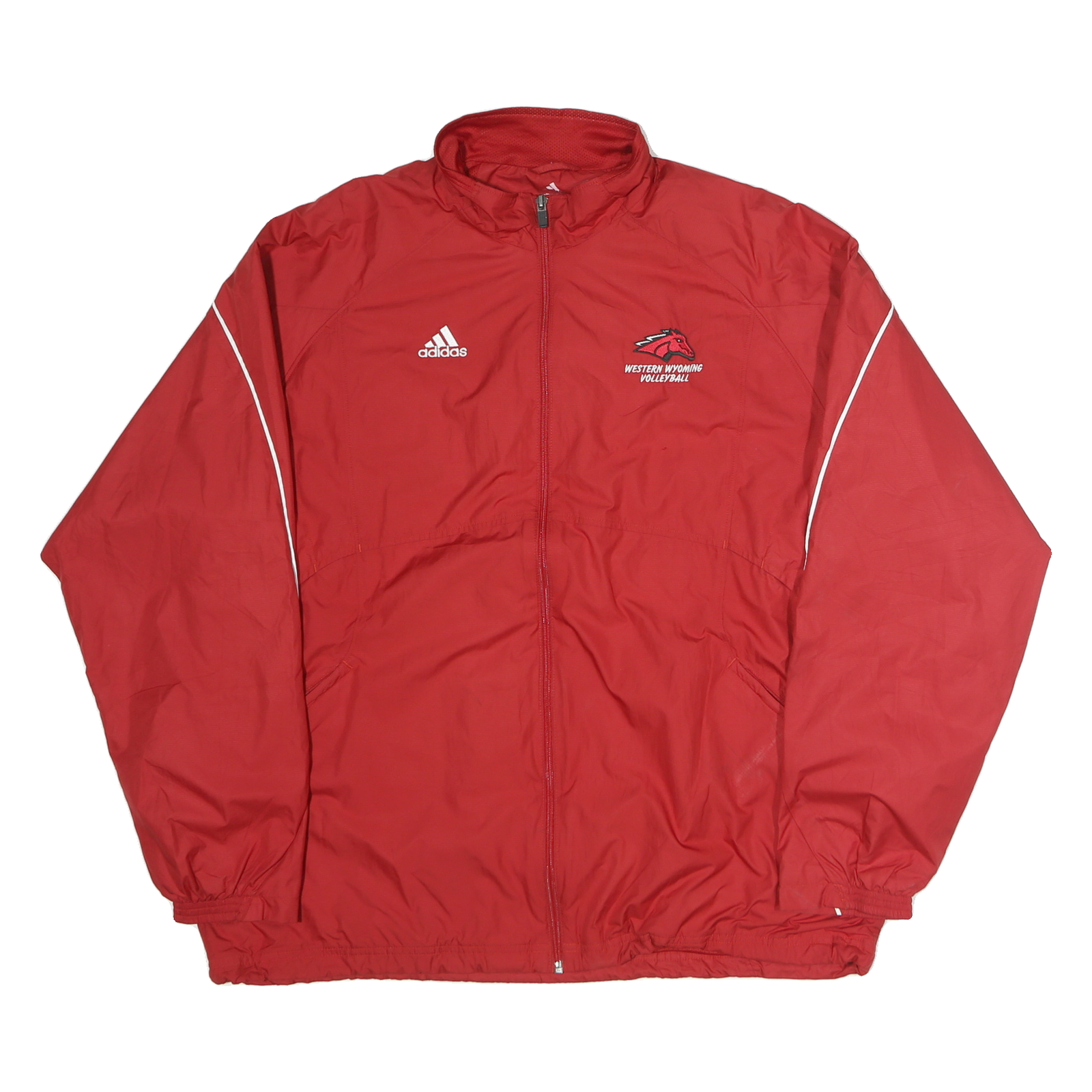 ADIDAS Mens Red Western Wyoming Volleyball Track Jacket M Polyester Zip