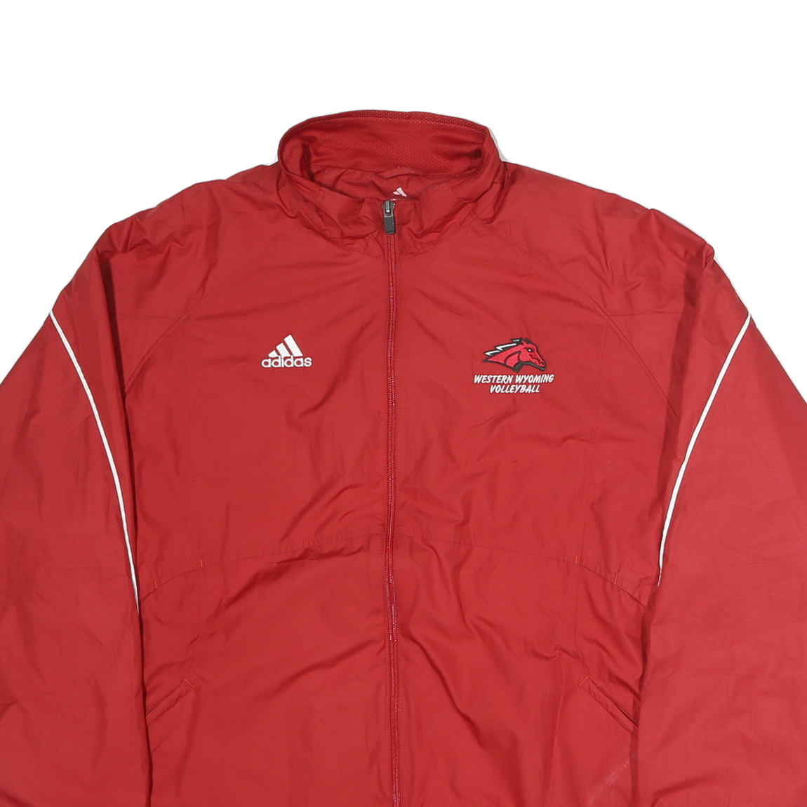 ADIDAS Mens Red Western Wyoming Volleyball Track Jacket M Polyester Zip